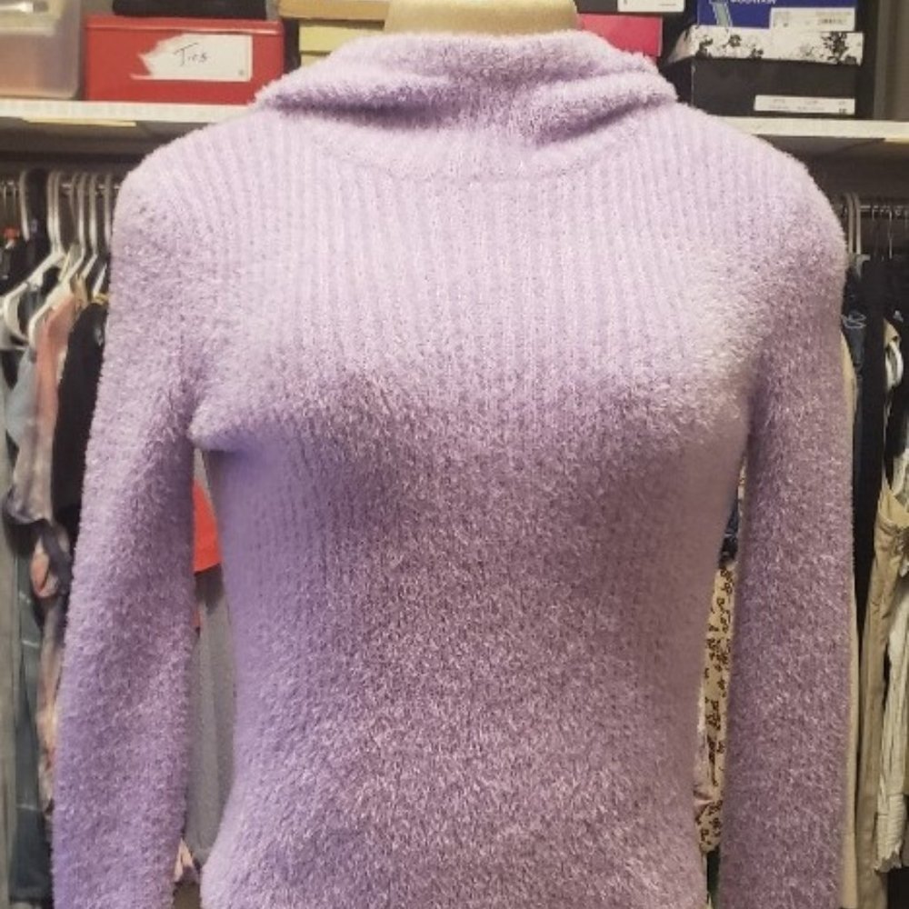 Zara Lavander "Angora Style" Sweater Cropped with Hood